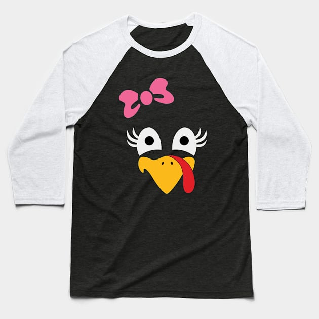 Thanksgiving Turkey Face Baseball T-Shirt by Bourdia Mohemad